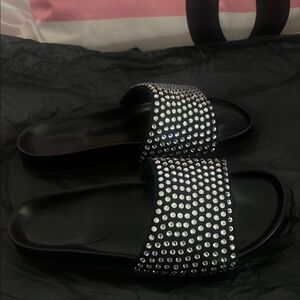 Black JW Anderson Slide Sandals with Rhinestones woman size 9 no box